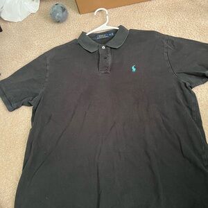 Ralph Lauren Black Polo Shirt with Blue Logo EUC XL